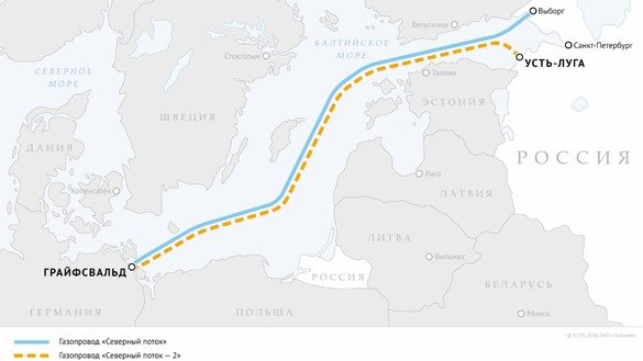 «Шимолий оқим» Россияни Германия билан икки қувур орқали боғлаб туради. (Газпром)