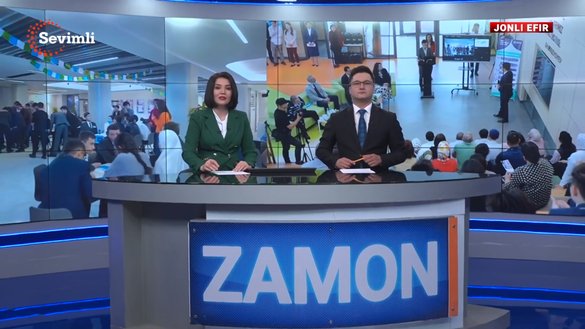 Новостной выпуск частного узбекского телеканала Sevimli TV. В переводе на русский Sevimli значит «любимый». Стоп-кадр сделан 25 апреля.